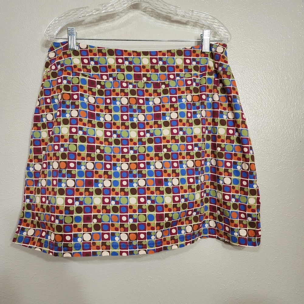 Sahalie Women's Skort Size 14 Colorful Geometric Print Golf Tennis Skirt